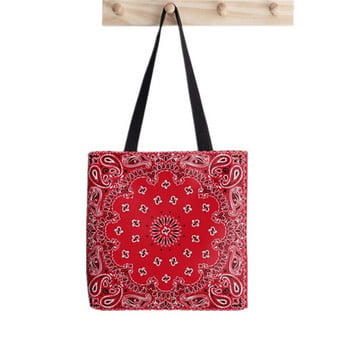 2021 Shopper Bandana Black Flower Print Tote Τσάντα Harajuku shopper κορίτσι τσάντα αγορών Τσάντα ώμου Lady Canvas Bag