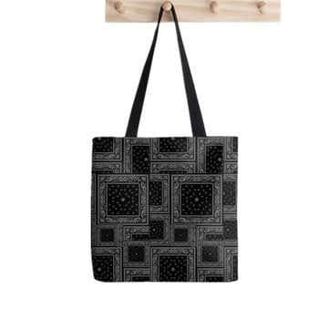 2021 Shopper Bandana Black Flower Print Tote Τσάντα Harajuku shopper κορίτσι τσάντα αγορών Τσάντα ώμου Lady Canvas Bag