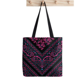 2021 Shopper Bandana Black Flower Print Tote Τσάντα Harajuku shopper κορίτσι τσάντα αγορών Τσάντα ώμου Lady Canvas Bag