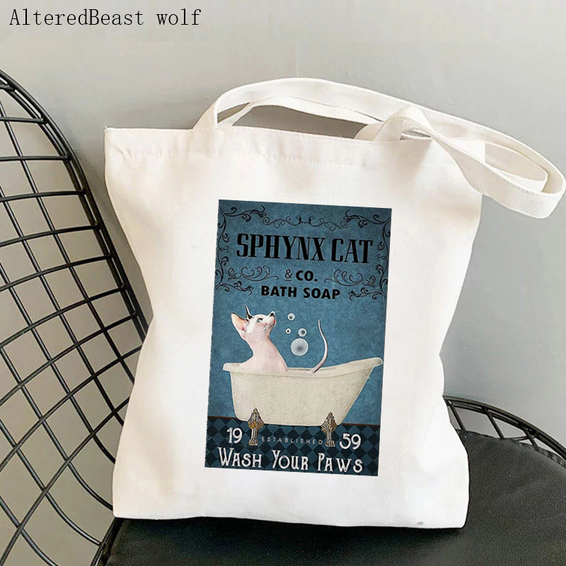 Ženska torba za kupovinu Smirking Cat Coffe Printed Kawaii torba Harajuku Shopping platnena torba za kupovinu torba za djevojke Ženska torba na rame