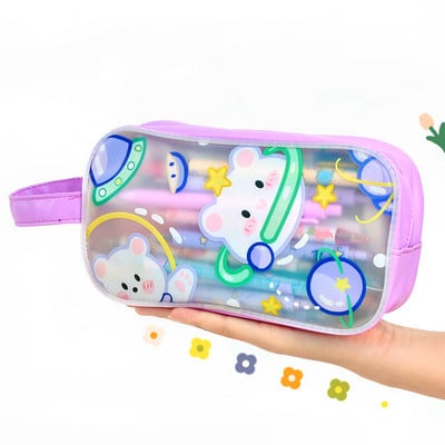 Прозрачен калъф за молив Kawaii канцеларски калъф за моливи Trousse Scolaire Astuccio Estojo Escolar Piornik калъфи за моливи за момичета