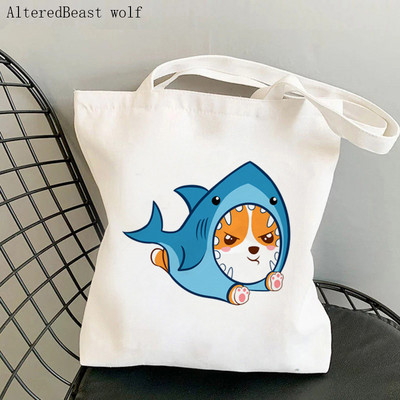 Ženska torba za kupovinu Slatka torba s kawaii printom Corgi Boba Harajuku platnena torba za kupovinu torba za djevojku Ženska torba na rame