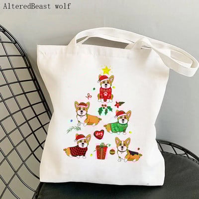 Ženska torba za kupovinu Slatka torba s kawaii printom Corgi Boba Harajuku platnena torba za kupovinu torba za djevojku Ženska torba na rame