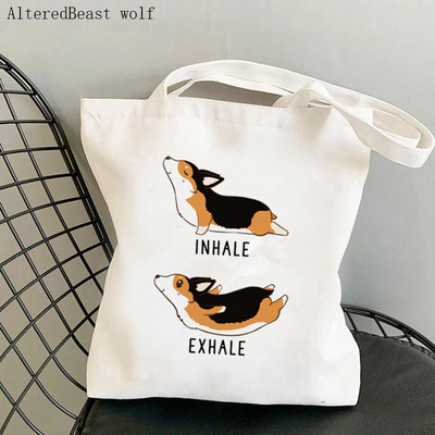 Ženska torba za kupovinu Slatka torba s kawaii printom Corgi Boba Harajuku platnena torba za kupovinu torba za djevojku Ženska torba na rame