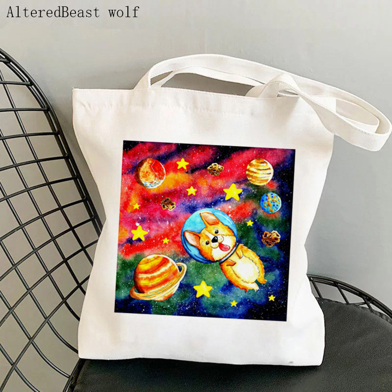 Ženska torba za kupovinu Slatka torba s kawaii printom Corgi Boba Harajuku platnena torba za kupovinu torba za djevojku Ženska torba na rame