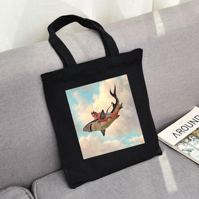 Γυναικεία γυναικεία γοτθική πανκ υφασμάτινη τσάντες τσάντες τσάντες τσάντες τσάντες ώμου οικολογικές επαναχρησιμοποιούμενες Γραφικές τσάντες αγορών Harajuku Tumblr