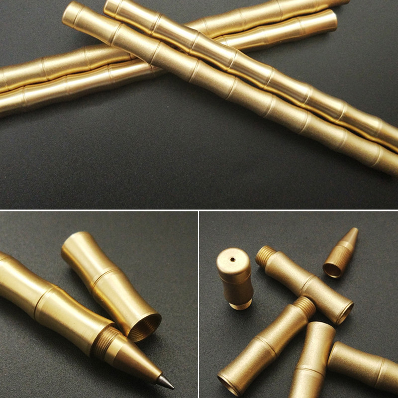 Cadou din bambus de calitate de lux Pix Rollerball Mat auriu clasic alamă revers Papetarie pentru studenți Rechizite de birou