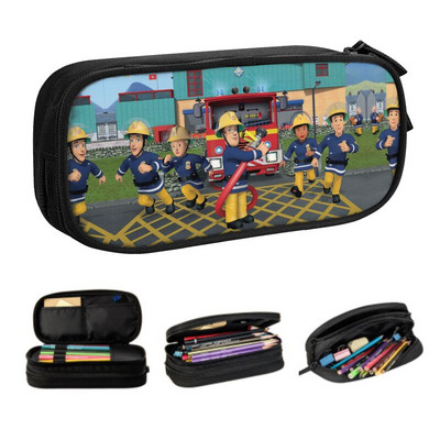 Kawaii Fireman Sam zīmuļu futrālis meitenēm zēniem, liela uzglabāšanas karikatūra ugunsdzēsēju zīmuļu soma kancelejas preces