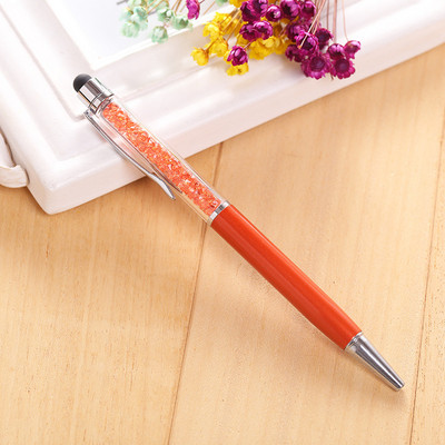 Új egyedi LOGO gyémánt golyóstoll kapacitív érintőképernyős írógél toll gravírozott szöveggel ajándék toll Iskolai diáklevélpapír