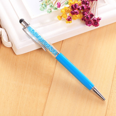 Új egyedi LOGO gyémánt golyóstoll kapacitív érintőképernyős írógél toll gravírozott szöveggel ajándék toll Iskolai diáklevélpapír