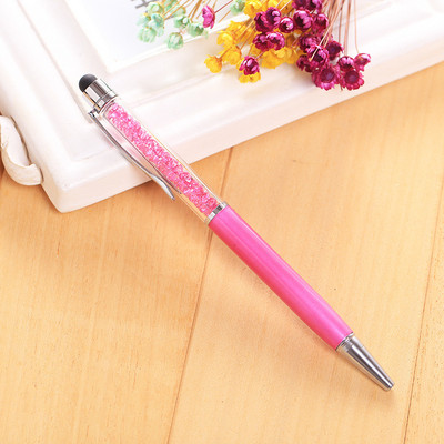 Új egyedi LOGO gyémánt golyóstoll kapacitív érintőképernyős írógél toll gravírozott szöveggel ajándék toll Iskolai diáklevélpapír