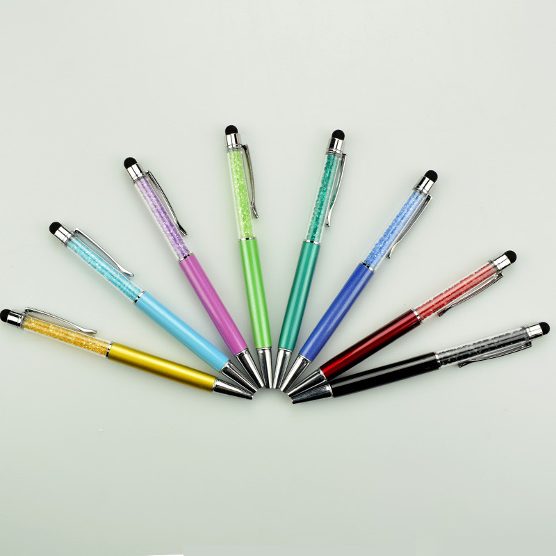 Új egyedi LOGO gyémánt golyóstoll kapacitív érintőképernyős írógél toll gravírozott szöveggel ajándék toll Iskolai diáklevélpapír