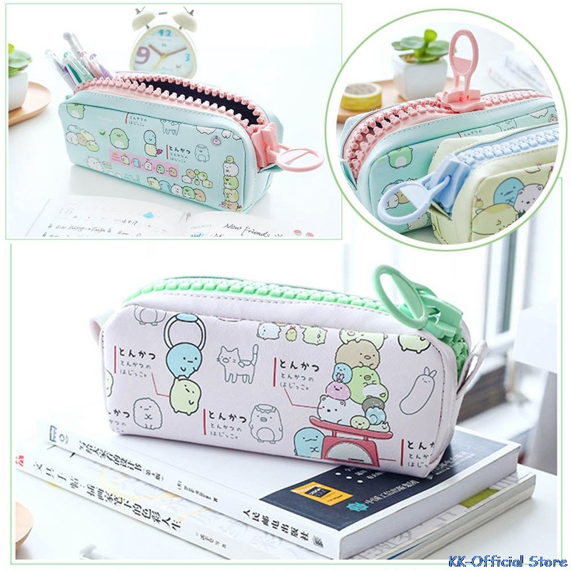 Slatka i kawaii životinjska školska pernica s patentnim zatvaračem od PU kože, velika torba za pohranu, pernica za uredski materijal za studente