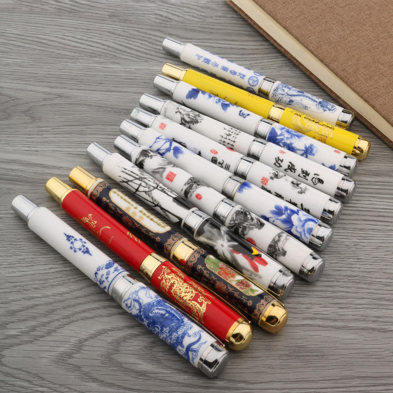 1kom visokokvalitetna metalna keramička olovka Kineska slika 0,5 MM crna tinta s punjenjem Roler olovka za pisanje