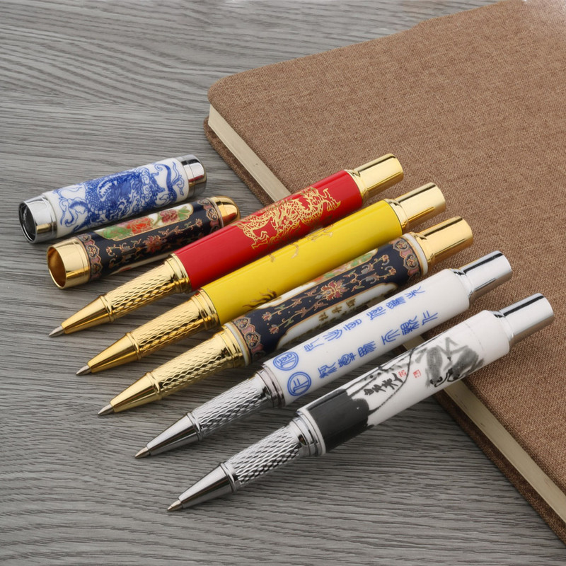 1kom visokokvalitetna metalna keramička olovka Kineska slika 0,5 MM crna tinta s punjenjem Roler olovka za pisanje