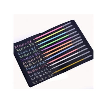 12 цвята/комплект Химикалка Гел химикалка Highlight Refill Rod Color Ink Full Shinning Refill Писалка за рисуване Ученик Цветна писалка за рисуване
