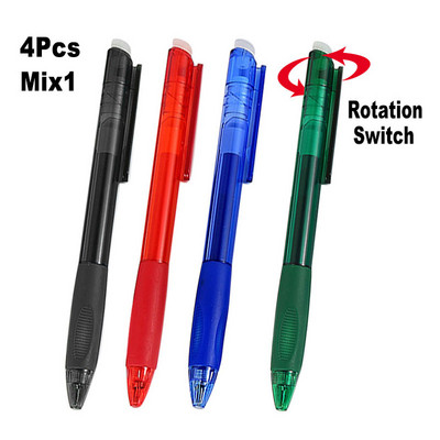 DELVTCH 0,7 mm 0,5 mm izbrisivo punjenje za olovku, plava crna ručka s tintom u 8 boja, ured, škola, rotacijski prekidač, uvlačiva izbrisiva gel olovka