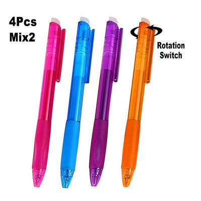 DELVTCH 0,7 mm 0,5 mm izbrisivo punjenje za olovku, plava crna ručka s tintom u 8 boja, ured, škola, rotacijski prekidač, uvlačiva izbrisiva gel olovka