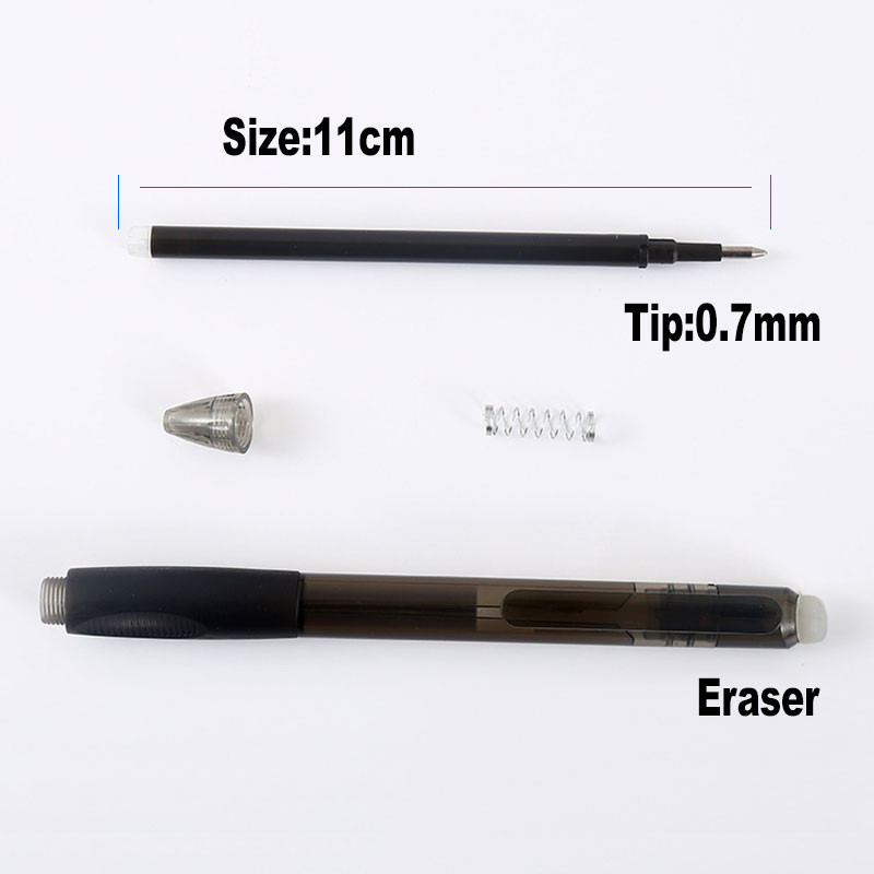 DELVTCH 0,7 mm 0,5 mm izbrisivo punjenje za olovku, plava crna ručka s tintom u 8 boja, ured, škola, rotacijski prekidač, uvlačiva izbrisiva gel olovka