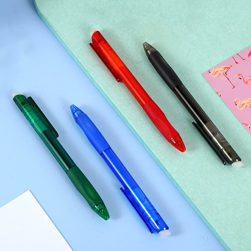 DELVTCH 0,7 mm 0,5 mm izbrisivo punjenje za olovku, plava crna ručka s tintom u 8 boja, ured, škola, rotacijski prekidač, uvlačiva izbrisiva gel olovka