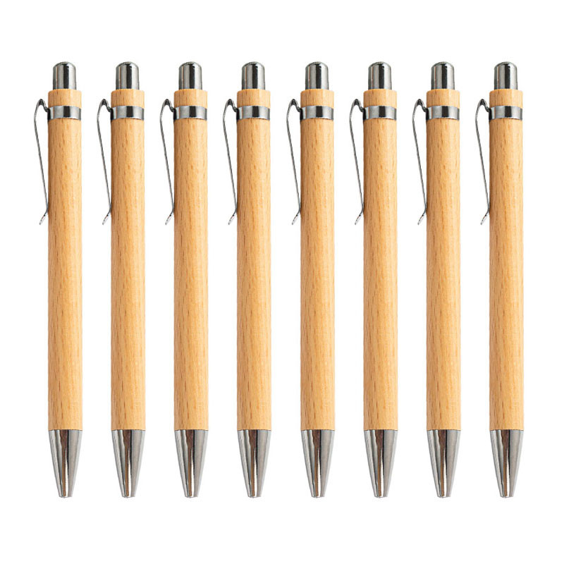Σετ στυλό μπαμπού ξύλου 1,0 χιλιοστών Μύτη κουκκίδας Μπλε μαύρο μελάνι Business Signature στυλό γραφείου Σχολική γραφική ύλη