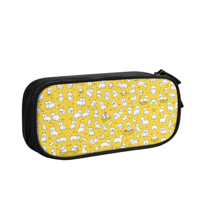 Cutie pentru creion West Highland White Terrier și fundă personalizată Kawaii pentru băieți, cutie de creion pentru câine Westie, de mare capacitate, școală pentru elevi