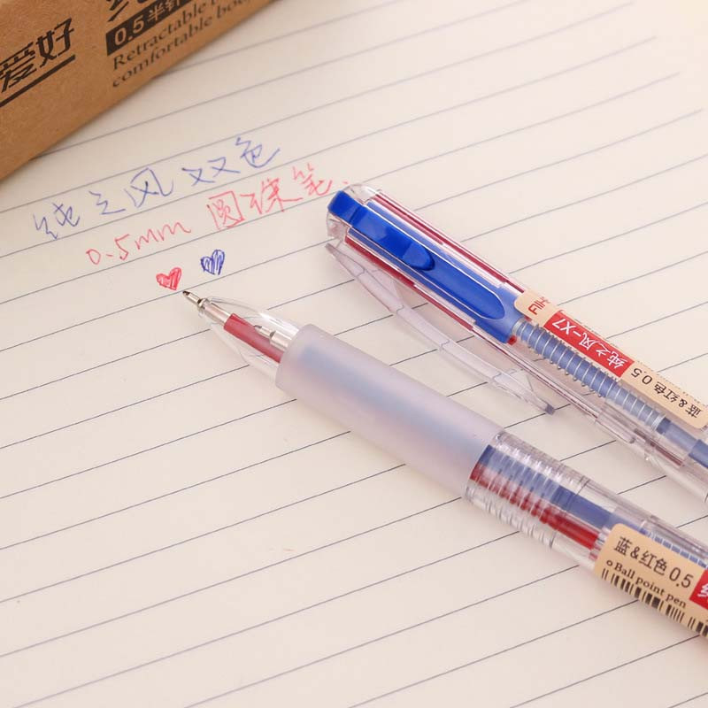 3Pcs/Lot Kemijske olovke s plavom/crvenom tintom od 0,5 mm Kreativne 2 u 1 višebojne kemijske olovke za učenike Uredski pribor za pisanje