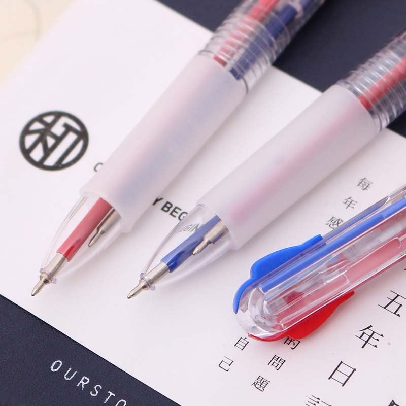 3Pcs/Lot Kemijske olovke s plavom/crvenom tintom od 0,5 mm Kreativne 2 u 1 višebojne kemijske olovke za učenike Uredski pribor za pisanje