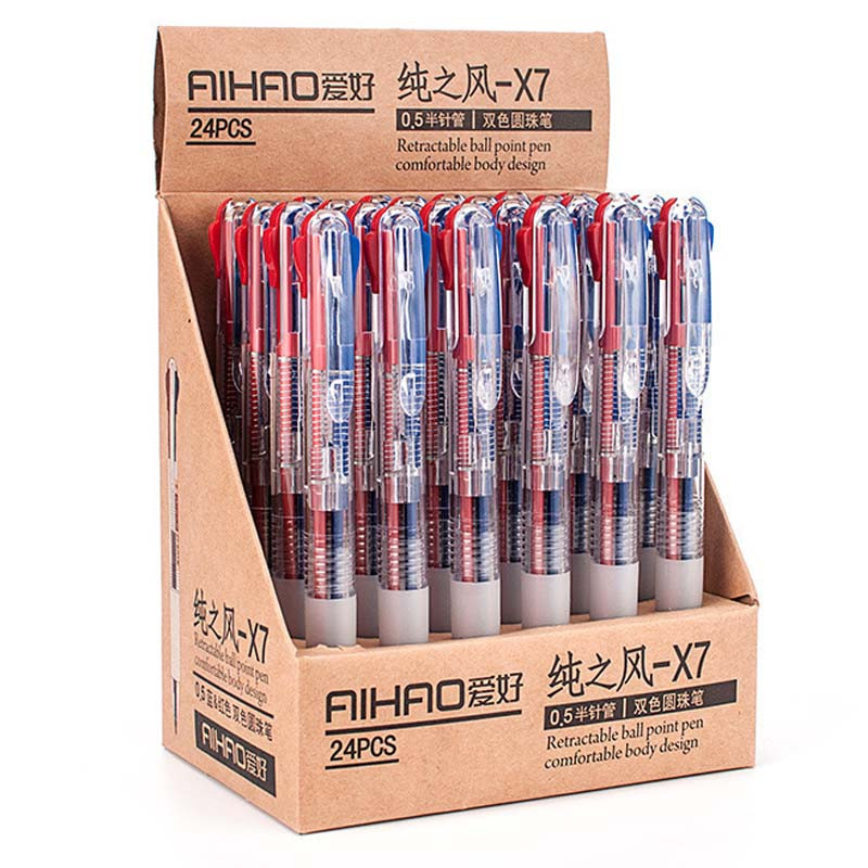 3Pcs/Lot Kemijske olovke s plavom/crvenom tintom od 0,5 mm Kreativne 2 u 1 višebojne kemijske olovke za učenike Uredski pribor za pisanje