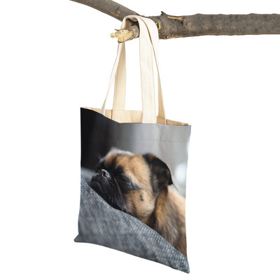 Laisvalaikio mopso šunų pirkinių krepšys moterims, naminiams gyvūnėliams, sulankstoma daugkartinė madinga moteriška drobė kelioninė rankinė