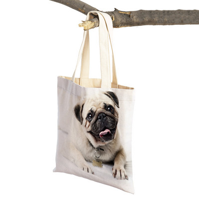 Laisvalaikio mopso šunų pirkinių krepšys moterims, naminiams gyvūnėliams, sulankstoma daugkartinė madinga moteriška drobė kelioninė rankinė