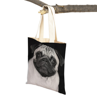 Laisvalaikio mopso šunų pirkinių krepšys moterims, naminiams gyvūnėliams, sulankstoma daugkartinė madinga moteriška drobė kelioninė rankinė