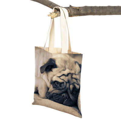 Laisvalaikio mopso šunų pirkinių krepšys moterims, naminiams gyvūnėliams, sulankstoma daugkartinė madinga moteriška drobė kelioninė rankinė