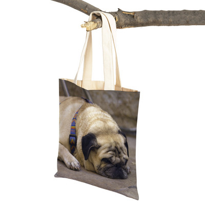 Laisvalaikio mopso šunų pirkinių krepšys moterims, naminiams gyvūnėliams, sulankstoma daugkartinė madinga moteriška drobė kelioninė rankinė