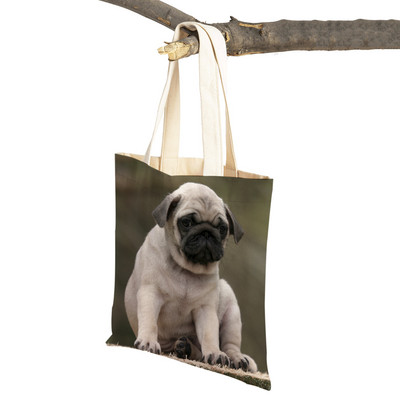 Laisvalaikio mopso šunų pirkinių krepšys moterims, naminiams gyvūnėliams, sulankstoma daugkartinė madinga moteriška drobė kelioninė rankinė