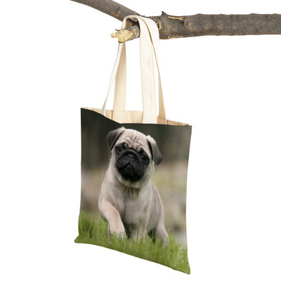 Laisvalaikio mopso šunų pirkinių krepšys moterims, naminiams gyvūnėliams, sulankstoma daugkartinė madinga moteriška drobė kelioninė rankinė