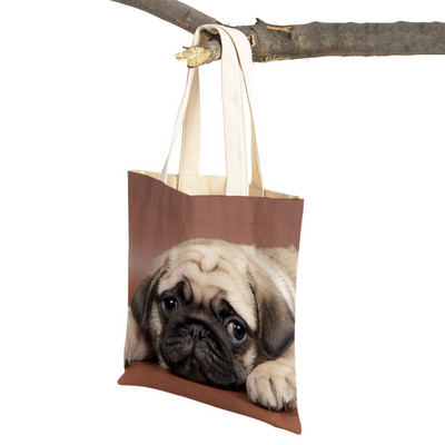 Laisvalaikio mopso šunų pirkinių krepšys moterims, naminiams gyvūnėliams, sulankstoma daugkartinė madinga moteriška drobė kelioninė rankinė