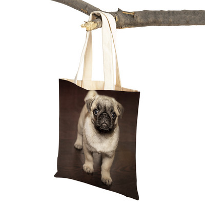 Laisvalaikio mopso šunų pirkinių krepšys moterims, naminiams gyvūnėliams, sulankstoma daugkartinė madinga moteriška drobė kelioninė rankinė