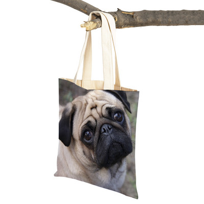 Laisvalaikio mopso šunų pirkinių krepšys moterims, naminiams gyvūnėliams, sulankstoma daugkartinė madinga moteriška drobė kelioninė rankinė