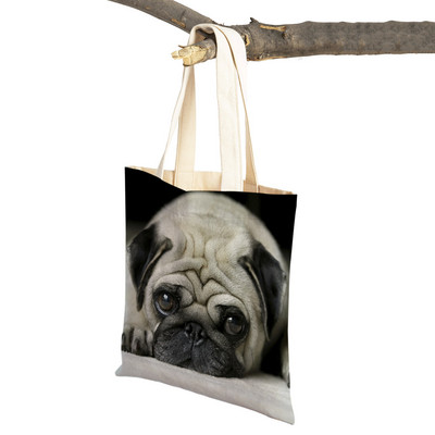 Laisvalaikio mopso šunų pirkinių krepšys moterims, naminiams gyvūnėliams, sulankstoma daugkartinė madinga moteriška drobė kelioninė rankinė