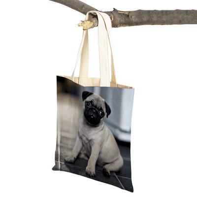 Laisvalaikio mopso šunų pirkinių krepšys moterims, naminiams gyvūnėliams, sulankstoma daugkartinė madinga moteriška drobė kelioninė rankinė