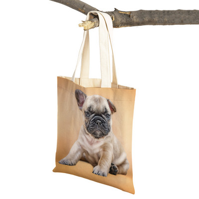 Laisvalaikio mopso šunų pirkinių krepšys moterims, naminiams gyvūnėliams, sulankstoma daugkartinė madinga moteriška drobė kelioninė rankinė