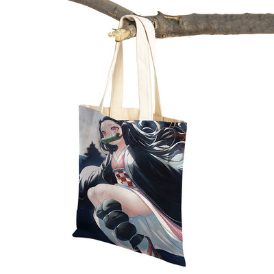 Demon Slayer Lady ostukotid Jaapani Anime Korduvkasutatav kokkupandav ökolõuend Naiste ostukott Multifilmi reisikäekott