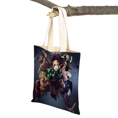 Demon Slayer Lady ostukotid Jaapani Anime Korduvkasutatav kokkupandav ökolõuend Naiste ostukott Multifilmi reisikäekott