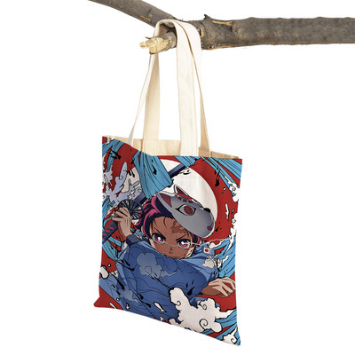 Demon Slayer Lady ostukotid Jaapani Anime Korduvkasutatav kokkupandav ökolõuend Naiste ostukott Multifilmi reisikäekott