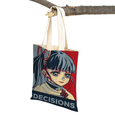 Demon Slayer Lady ostukotid Jaapani Anime Korduvkasutatav kokkupandav ökolõuend Naiste ostukott Multifilmi reisikäekott