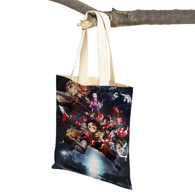 Demon Slayer Lady ostukotid Jaapani Anime Korduvkasutatav kokkupandav ökolõuend Naiste ostukott Multifilmi reisikäekott