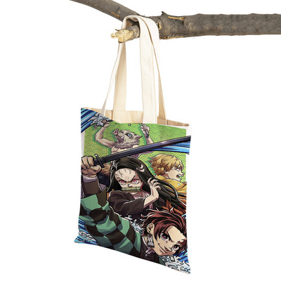 Demon Slayer Lady ostukotid Jaapani Anime Korduvkasutatav kokkupandav ökolõuend Naiste ostukott Multifilmi reisikäekott