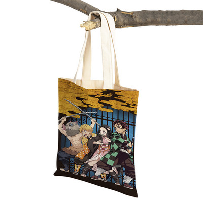 Demon Slayer Lady ostukotid Jaapani Anime Korduvkasutatav kokkupandav ökolõuend Naiste ostukott Multifilmi reisikäekott