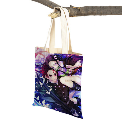 Demon Slayer Lady ostukotid Jaapani Anime Korduvkasutatav kokkupandav ökolõuend Naiste ostukott Multifilmi reisikäekott